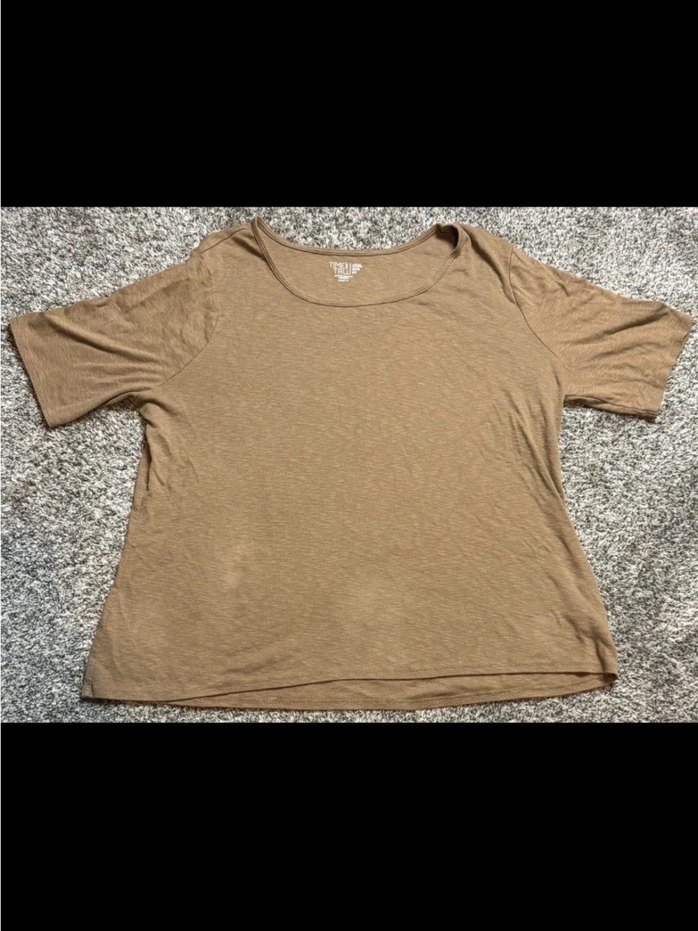 Time and Tru Short Sleeve Scoop Neck Tee - Brown